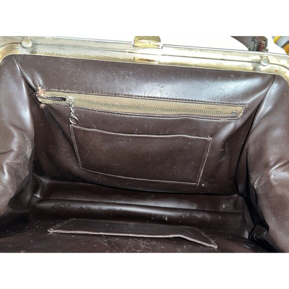 Vintage 50's Tegu Lizard Skin Kelly Hand Bag Mahogany Brushed Metal Clasp 14x9x4 - Picture 16 of 16